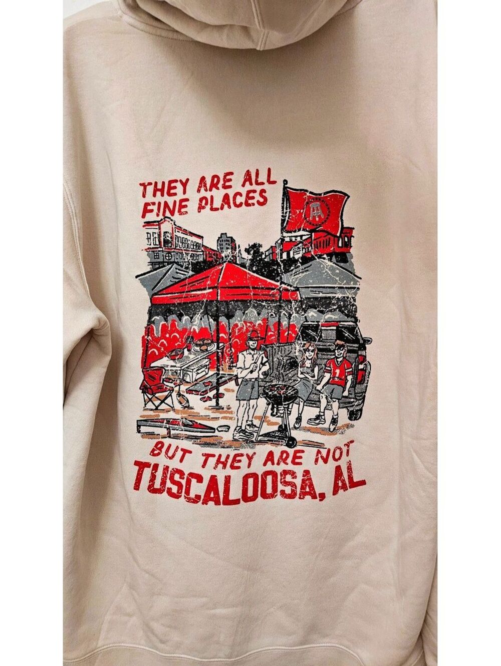 Barstool Sports Oversized Ivory Tuscaloosa Alabama Hoodie Size L